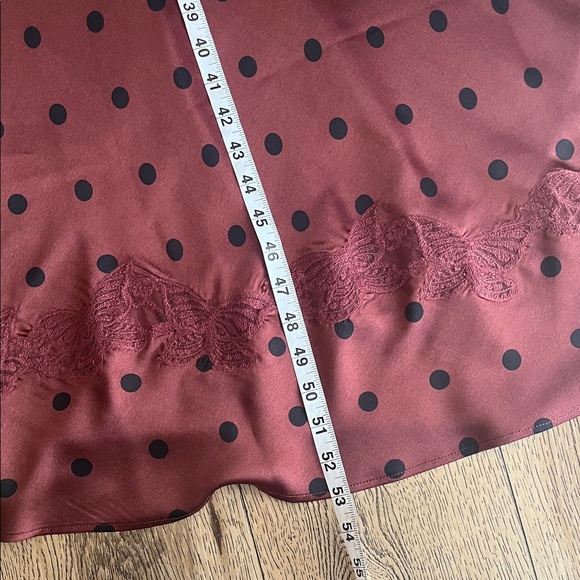 Polka Dot Lace-Trim Maxi Dress in Chestnut Brown - Picture 12 of 12